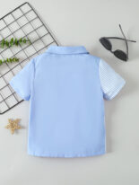 Style boy's trendy pony print with contrasting front button cardigan short sleeved shirt (excluding T-shirt) - Image 2