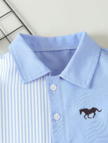 Style boy's trendy pony print with contrasting front button cardigan short sleeved shirt (excluding T-shirt) - Image 3
