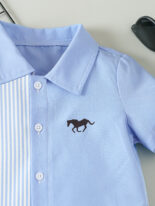 Style boy's trendy pony print with contrasting front button cardigan short sleeved shirt (excluding T-shirt) - Image 4