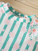 Girls pit strip floral sleeveless top, denim shorts - Image 2