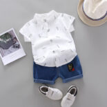 Summer Boys Shirt Set Style Short Sleeve Boy Two-Piece Set New Set - Image 2