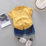 Summer Boys Shirt Set Style Short Sleeve Boy Two-Piece Set New Set - Image 5