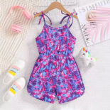 Sundress suspender summer new floral waist dress sweet print mini - Image 2