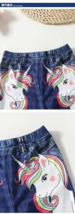 Women's trousers, imitation denim, unicorn print, children's spring and autumn new women's treasure casual leggings are versatile - Image 5