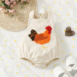 Neutral male and female babies and young children streamlined cotton towel embroidered suspender clothes