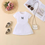 Girls style summer letter short-sleeved dresses are sent on behalf of one piece