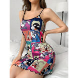 Summer new women's cartoon print suspender nightdress - Image 5