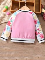 Children and girls spring and autumn floral print long sleeve letter single-breasted long sleeve fashion jacket tide - Image 2
