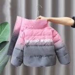 Boys' down padded jacket new boys' winter gradient stand-up collar jacket for medium and large children - Image 3