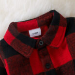 Autumn new woolen black and red checkered children's baby dress - Image 9