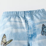 Female leggings, spring and autumn thin outer wear imitation denim children's flared pants, baby girls pants - Image 3