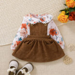New baby and baby casual style corduroy children's dress set