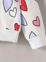Girls casual sportswear fashion love print spring and autumn long sleeve sweatshirt threaded collar threaded cuffs threaded hem - Image 5