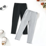 Girls' leggings Spring and Autumn version children's solid color basic pants baby girl stretch slim pants are versatile - Image 2