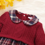 Autumn new woolen doll collar plaid girl baby triangle sweater - Image 3