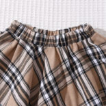 Fashionable solid color long-sleeved cover-up + camisole + plaid skirt three-piece set - Image 7