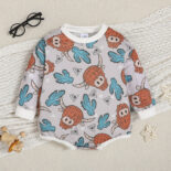 Baby and toddler cute triangle jumpsuit crawling suit, male and female baby long sleeved wrap buttocks jumpsuit - Image 2