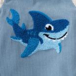Baby boy corduroy cute shark towel embroidered suspender - Image 3
