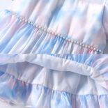 Girls princess dress summer dress new style kids skirt bow puff sleeve summer dress - Image 3