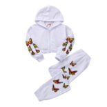 Girls new sweatshirt butterfly print long-sleeved zipper suit - Image 4
