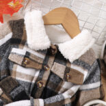 Children's Clothing New Girls Autumn and Winter Checked Plush Dress with Hat - Image 3
