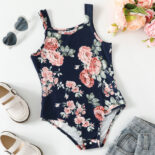 Baby girl summer new bag fart clothes triangle hayi newborn print vest crawling clothes baby onesies foreign trade