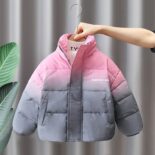 Boys' down padded jacket new boys' winter gradient stand-up collar jacket for medium and large children