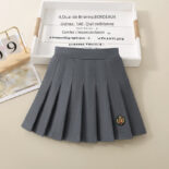 Skirt girl's autumn style college style parent-child dress pleated high-waisted short skirt - Image 3