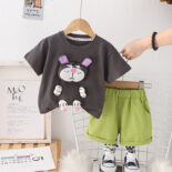 Children's clothing summer new boys, girls, babies and toddlers, baby children's suits, cartoon short-sleeved suits, two-piece suits