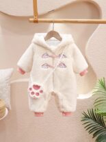Full moon baby velvet jumpsuit, newborn cotton jacket, thickened crawling clothes, baby 100-day dress - Image 3
