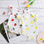 New Summer Baby Newborn Clothes Printed Lemon Flying Sleeve Clothes Baby