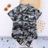 summer foreign trade new boys lapel full print shirt short sleeve set boy casual two-piece set - Image 3