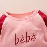 New men's and women's baby spring and autumn long sleeved pants with letter print and hat jumpsuit - Image 3