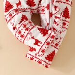 Baby Deer Pine Tree Printed Long Sleeve Long Leg Crawler Clothing 0-1 Year Old Girl Zipper Lace Bag Butt Clothes - Image 4