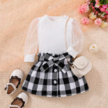 Spring and Autumn New Fashionable Girl Baby Lady Spinning Woolen Children's Set Skirt