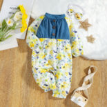 Spring clothing new style girls' baby fresh printed crawling pants