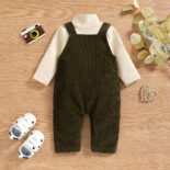 New Baby Corduroy Backband Trouser De Rong Long sleeved Set - Image 4