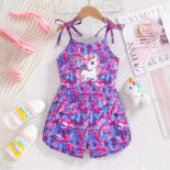 Sundress suspender summer new floral waist dress sweet print mini