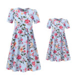 Parent-child mother-daughter dresses, girls' floral skirts, children's princess dresses