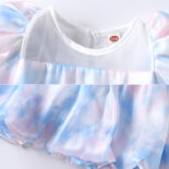 Girls princess dress summer dress new style kids skirt bow puff sleeve summer dress - Image 4