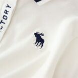 Embroidered Fawn POLO shirt puff sleeves worn outside the niche authentic style stand collar denim thin small fresh - Image 5