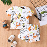 The baby boy round neck is printed with handsome sunglasses, bear + pants, fashionable, versatile, casual - Image 9