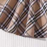 Fashionable solid color long-sleeved cover-up + camisole + plaid skirt three-piece set - Image 8