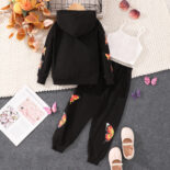 Long-sleeved hooded sweatshirt vest butterfly trouser set for small and medium-sized children - Image 4