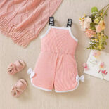 New summer baby girl letter print "Daddy's Daughter" lace suspender fashion jumpsuit - Image 2