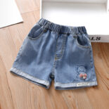 Girls shorts summer thin  new children's ice silk jeans girls pants summer dress baby wear trendy
