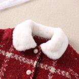 Girl's Little Fragrance Suit Autumn and Winter New Children's Plaid Two-Piece Skirt Wool Jacket Set - Image 5