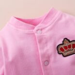 New Baby Long sleeved Cute Crown Sticker Bow Hat Sweetheart Jumpsuit - Image 3