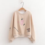 Embroidered sweatshirt women's spring  dress Round neck design sense stitching college style loose and sweet age-reducing top tide - Image 4