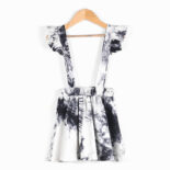 Children's clothing girls tie-dye strap skirt spring and summer new children's black and white gradient small flying sleeve skirt tide